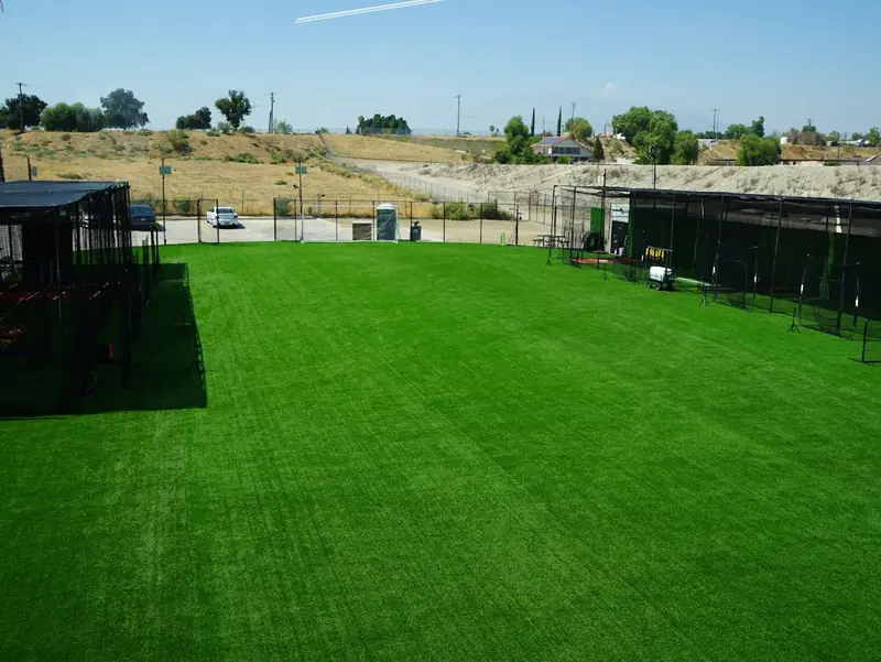 Wide view of the 17,000 square foot turf field at MF Training SB